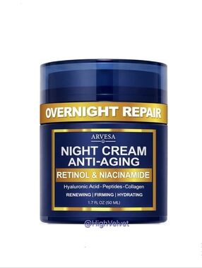 Arvesa Night Cream for Women Anti Aging - Night Moisturizer for Face w/ Retinol